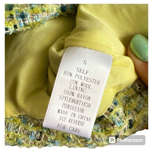 BRAND NEW Bailey Rose tweed crop top in green size Small - Picture 4 of 4